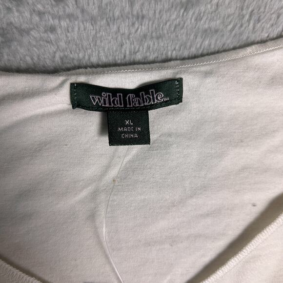 NWT Wild Fable Wide V Neck Shirt Womens XL White Lightweight Fall Layer Comfort - Picture 3 of 7